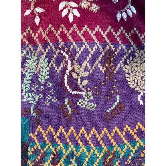 Vintage Cape Isle Knitters Colorful Cardigan Sweater Hand Embroidered Women's S - Picture 8 of 8